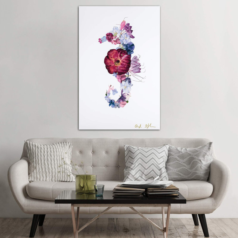 Seahorse - Bright by Oxeye Floral Co - Wrapped Canvas Art Print, 66.04 cm H x 45.72 cm W x 1.91 cm D