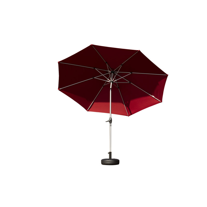 Parasol de patio 10 pi, rouge brique, protégé et imperméable, 8 nervures avec bouton poussoir inclinable à manivelle à fonctionnement doux pour le jardin, la terrasse, la piscine