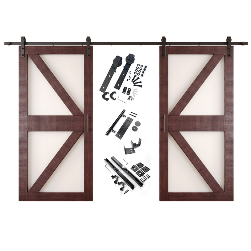 Portes de grange non assemblées et finies en verre avec motif à flèche double 32 po x 84 po Homacer, 32" X 84"