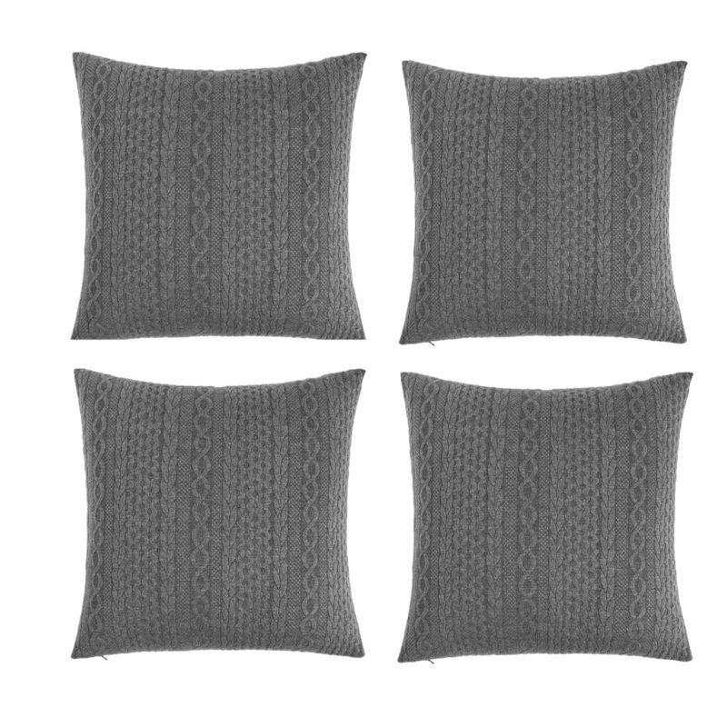 Jeté carré Knit Collection with Geometric pattern, 18 po x 18 po, Gris foncé