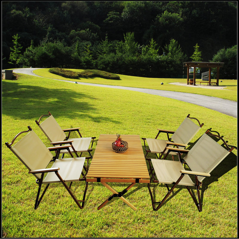 Multi-Function Foldable and Portable Dining Set, 1 Dining Table & 4  Folding Chairs