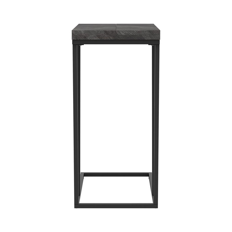 Table d'appoint rustique à chevrons gris et sable noir