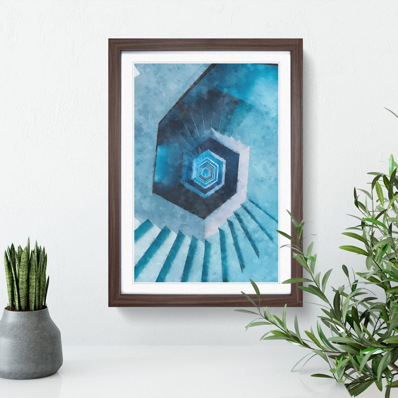 Endless Staircase - Single Picture Frame Painting on MDF, 33cm H x 24cm W x 2cm D, Walnut Framed