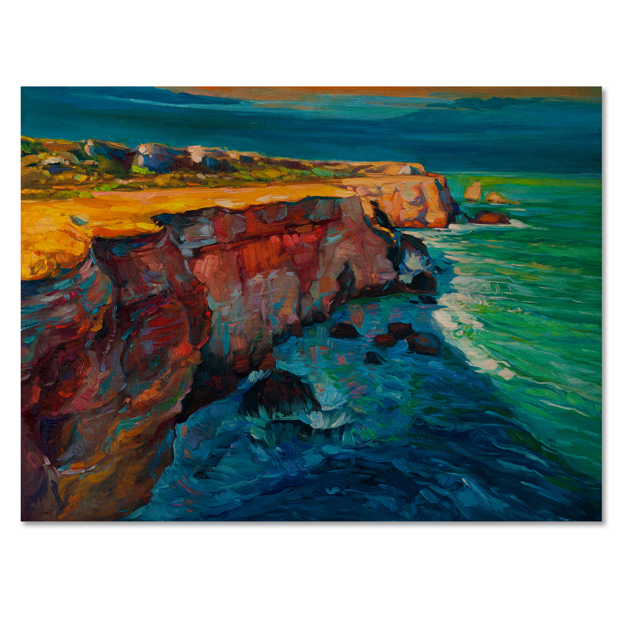 DesignQ Cliffs By The Ocean In The Evening Glow - Nautical