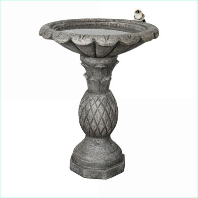 Bird Baths, 24.8" H Modern Outdoor Bird Bath for Garden Patio Backyard | Concrete Cement | Pedestal