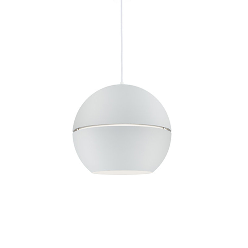 Luminaire suspendu à globe unique à 1 lumière, Blanc, H 14,5 po x l 16 po x P 16 po