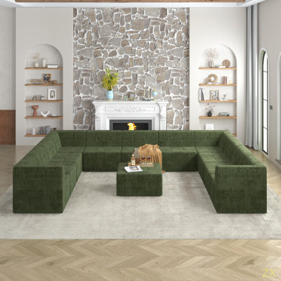 Canapé modulaire en forme de U, canapé modulaire compressé en velours côtelé de style minimaliste moderne, canapé-lit pour salon, chambre à coucher, canapé confortable