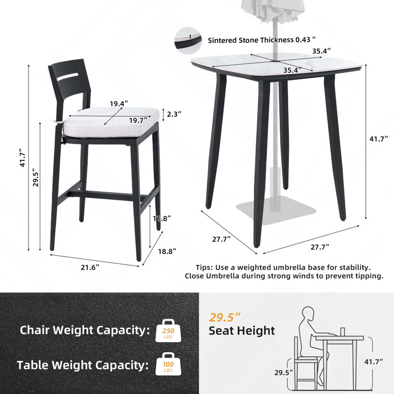Ensemble de bar d'extérieur 5 pièces Modern Modern