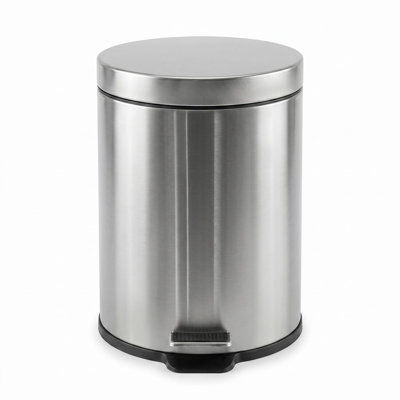 Petite poubelle de salle de bain 5L avec couvercle à fermeture douce, poubelle à pédale ronde avec seau intérieur amovible et base antidérapante
