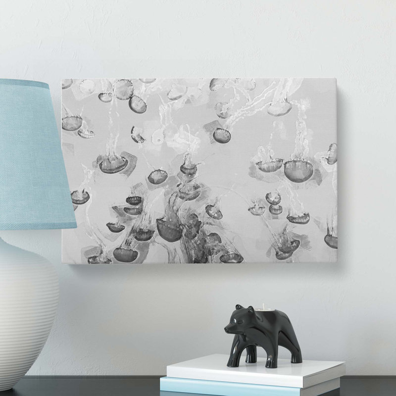 Cluster of Jellyfish in Abstract - Wrapped Canvas, 60cm H x 91cm W x 3cm D