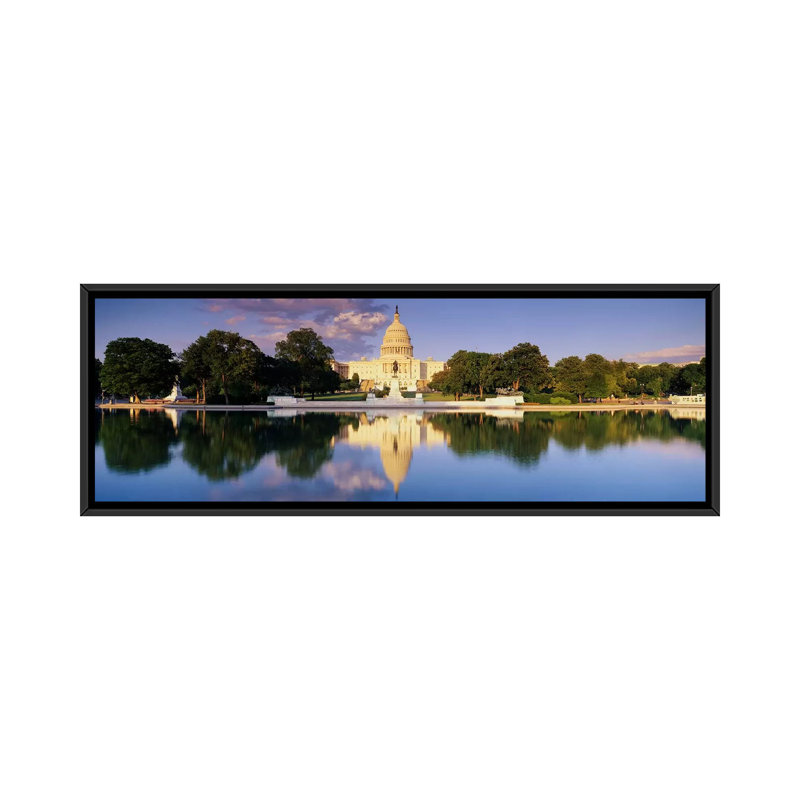 " US Capitol Washington DC " by Panoramic Images, Black Framed Canvas, 12" H x 36" W x 1.5" D