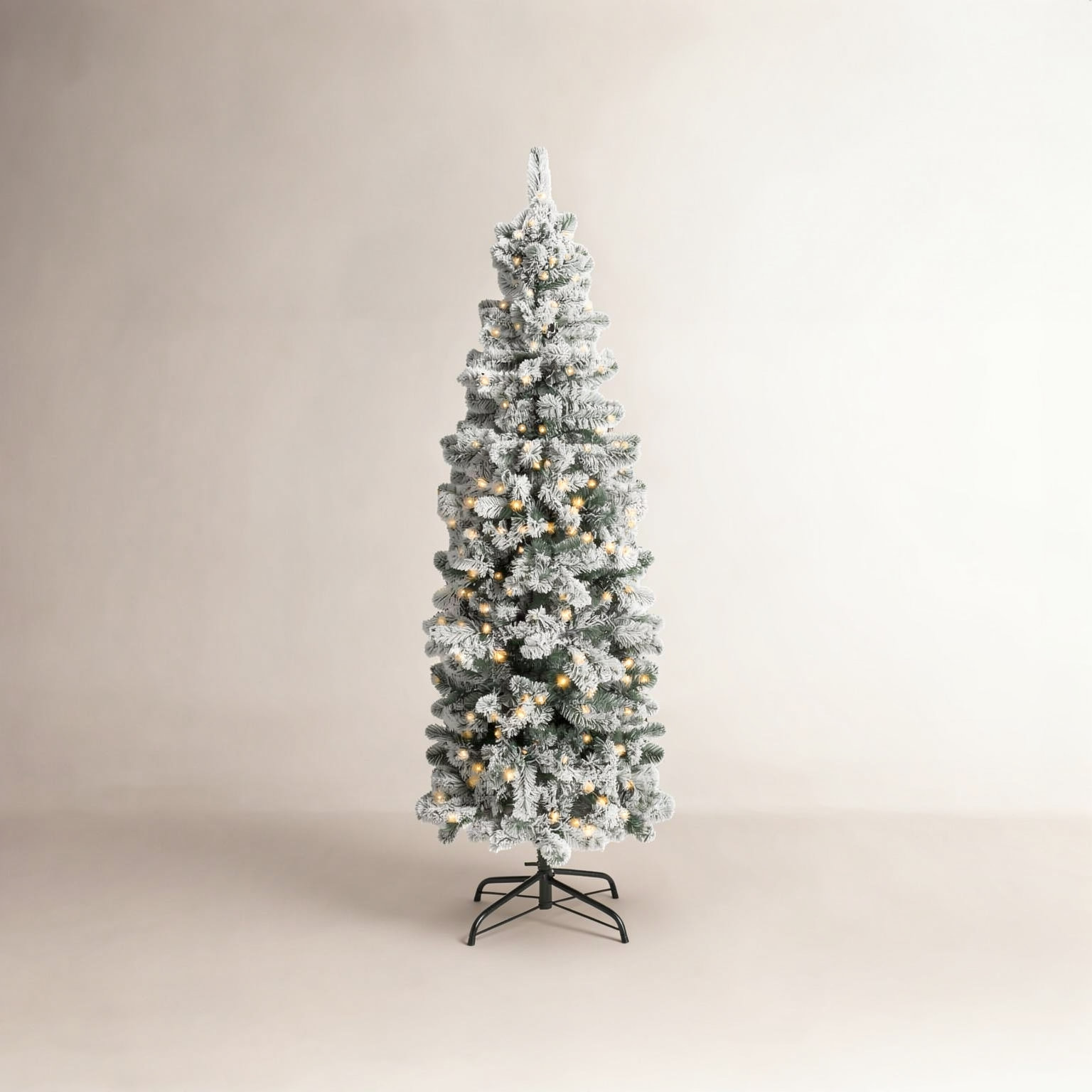 Pencil Frosted 12' Pre-Lit Pine Christmas Tree, 9' H