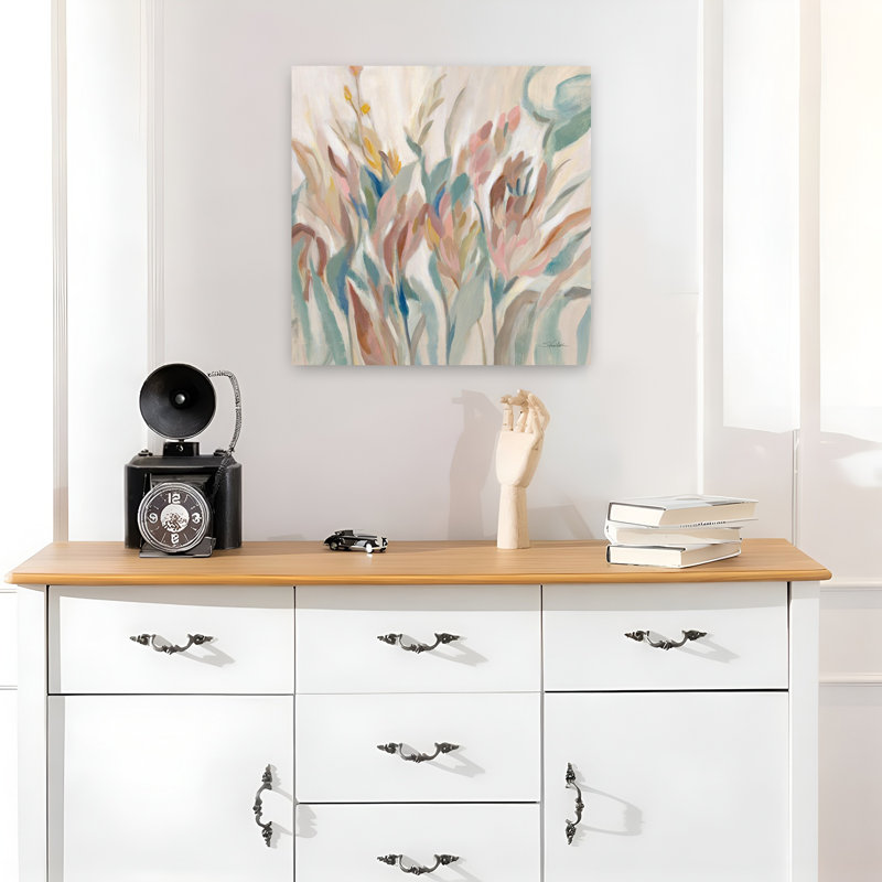 Contemporary Eden Breeze With Abstract Blossoms Art by Silvia Vassileva - Wrapped Canvas Print, 45.72 cm H x 45.72 cm W
