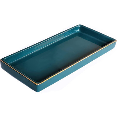 Ceramic Bathroom Tray, Decorative Vanity Tray For Countertop, Dresser, Perfume, Candle, Jewelry, And Cosmetics