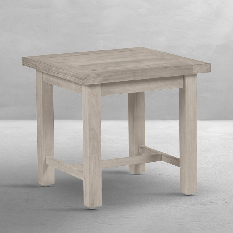 Club Teak Outdoor Side Table, Oyster Teak