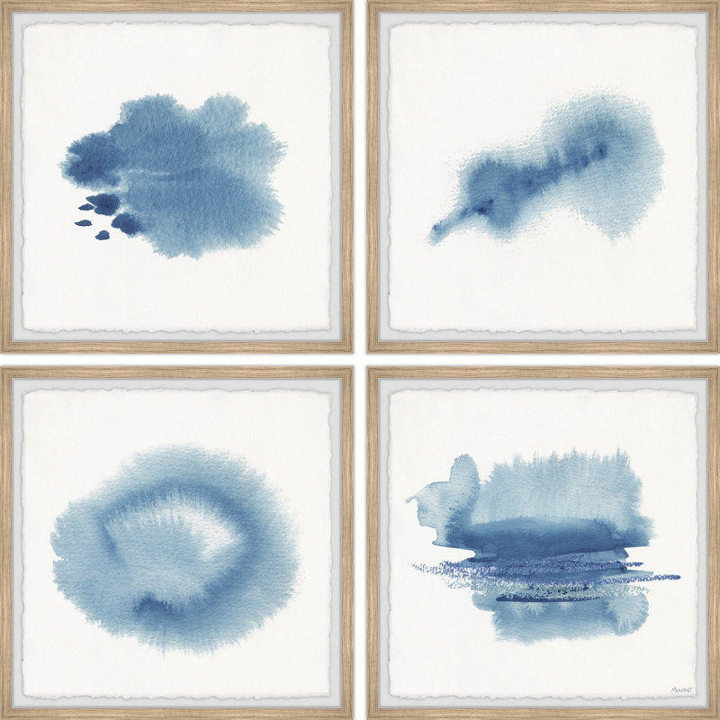 Incroyable encre bleue par Marmont Hill - ensemble de 4 reproductions de cadres photo simples, H 12 po x l 12 po