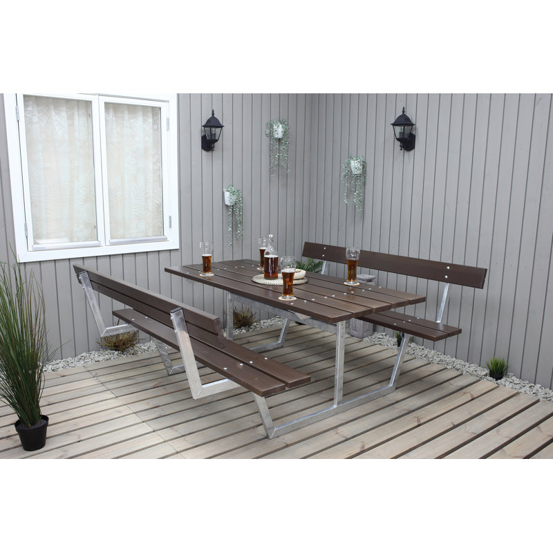 Beather Rectangular Outdoor Dining Table , 444.5cm cm W 533.4cm cm D, Dark Brown