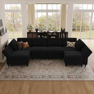 U-Shaped Modular Sectional Sofa Upholstered Couch With Storage Space