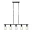 Suspension d'îlot de cuisine à 5 lumières, 60 W, luminaire de salle à manger réglable avec abat-jour en verre transparent, 4 tiges et 2 chaînes métalliques, douille E26, structure métallique, lustre linéaire de style ferme pour salle à manger