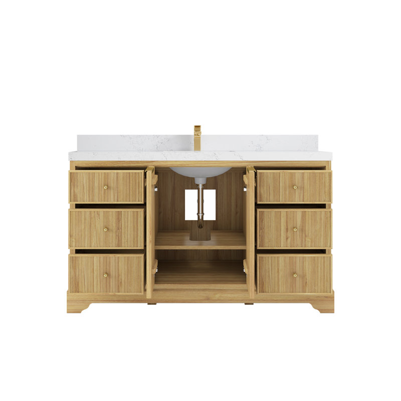 60'' Single Bathroom Vanity with Top, Empira White