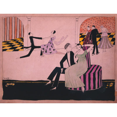 Posterazzi " 1915 John Held Cartoon Of Dancers In Evening Attire. The Couple On A Circular Bench Is In Conversation. Julian Asks " Painting Print