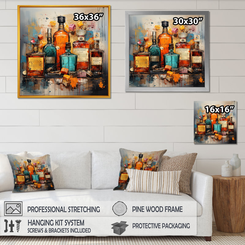 Parfum rétro parfumée 1 - Parfums, art mural, Cadre simple noir, H 16 po x l 16 po x P 1 po
