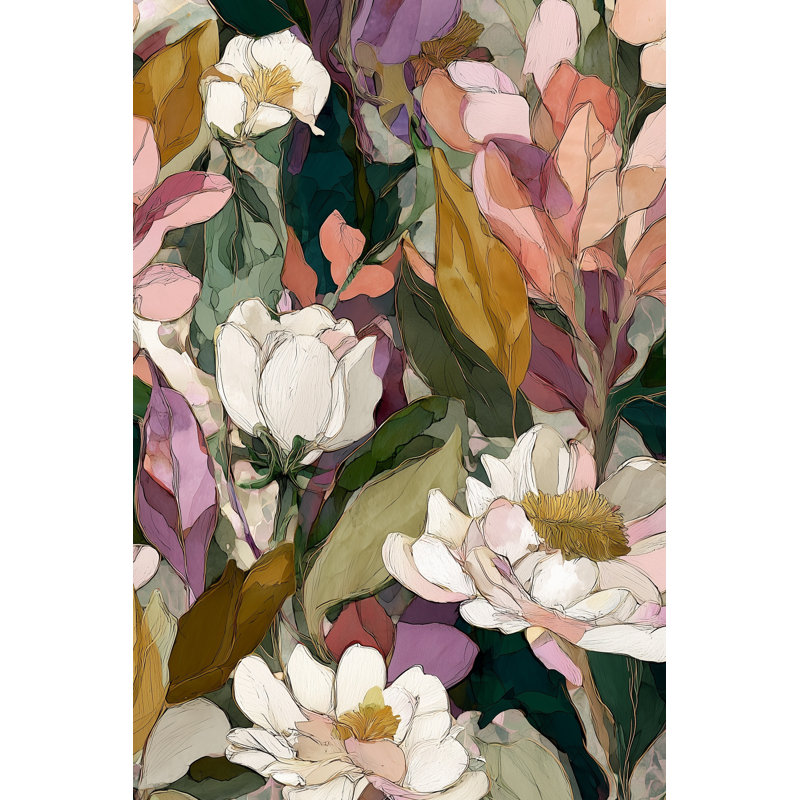 Papier peint floral, art mural moderne