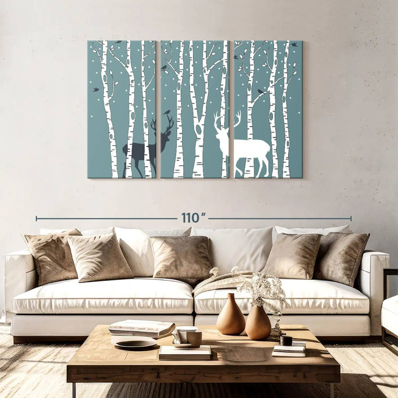Brampt Deer In Birch Forest, 48" H x 74" W