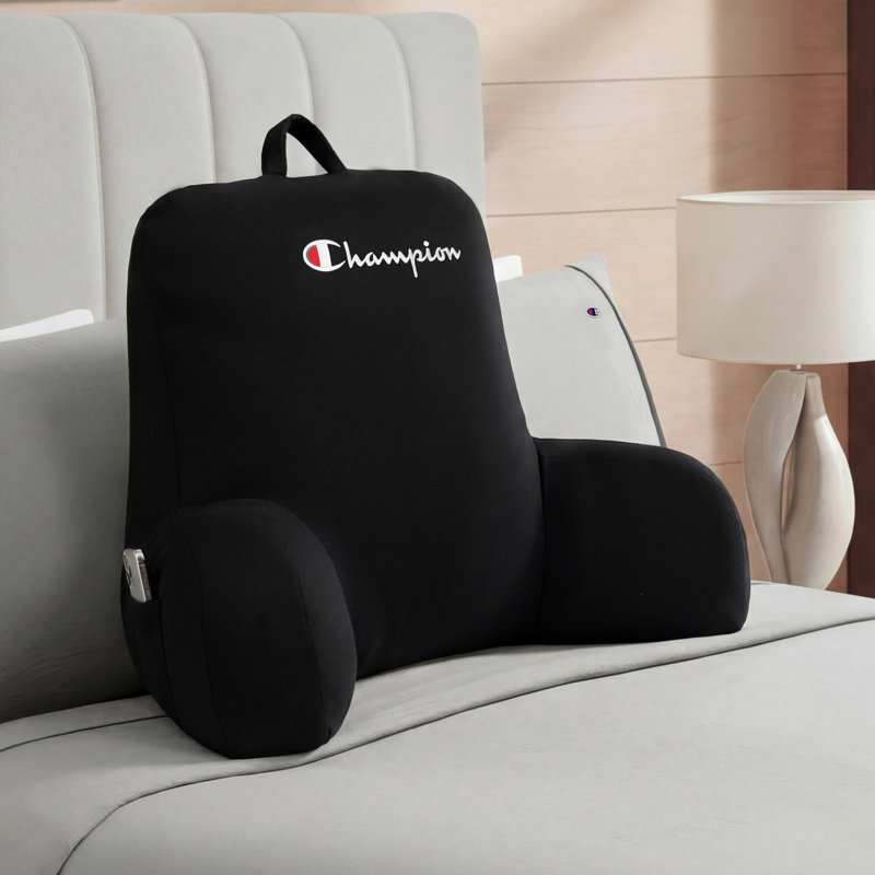 Champion Jersey Backrest Pillows, Black, 34" x 20" x 18"