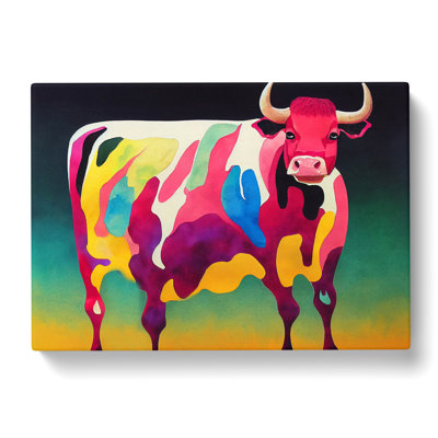 Colourful Cow Vol.6 Abstract - Wrapped Canvas
