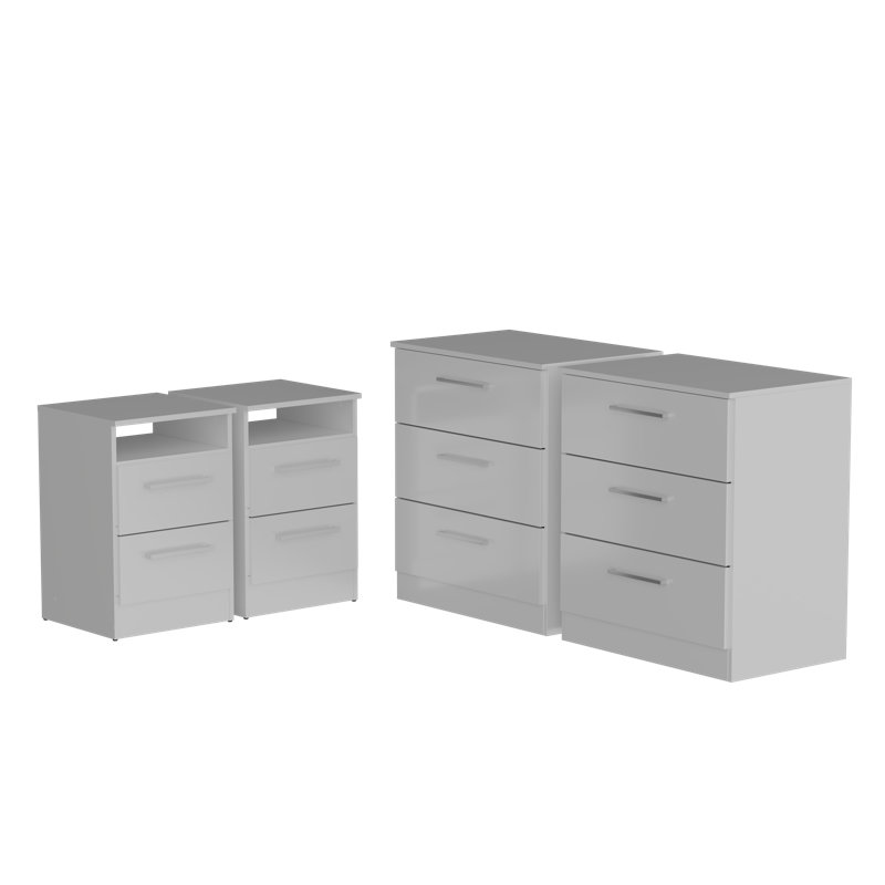Ensemble de chambre à coucher blanche 4 pièces Cambridge - 2 commodes et 2 tables de chevet