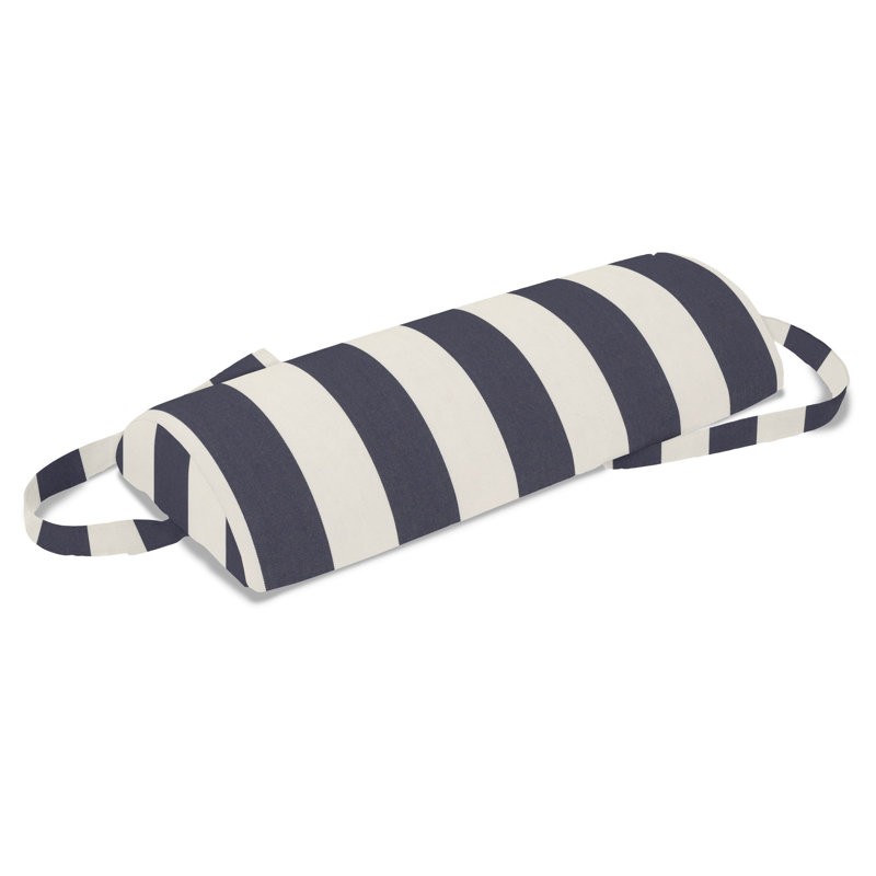 Casual Cushion Outdoor Chaise Headrest Pillow, Striped Sunbrella Fade-Resistant for Chaise Loungers & Pool Recliners, 19"W x 8.5"L, 3.25" thick, Removable Cover, Maxim Navy
