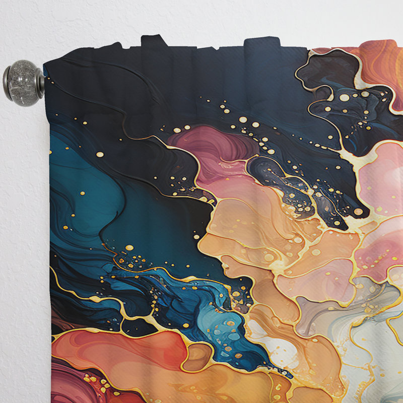 Avalene - Peinture abstraite rideau obscurcissant en velours - 1 panneaux, L 52 po x L 84 po