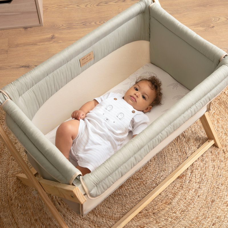 Foldable Solid Wood , Mattress Pad Included, Sage