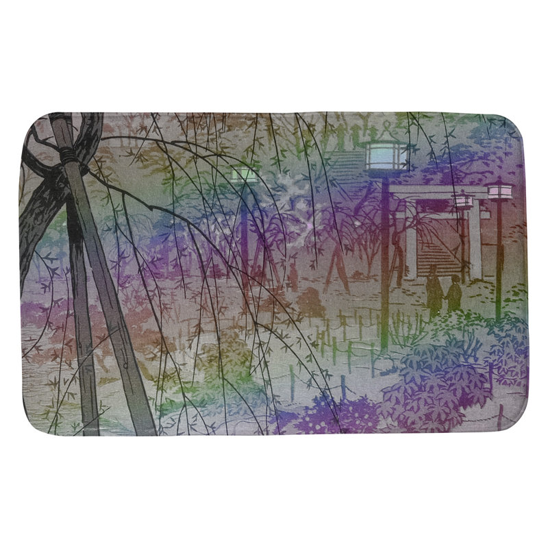 Tapis rectangulaire antidérapant Maez Misty Evening at Shinobazu Pond, l 21 po x L 34 po, Arc-en-ciel