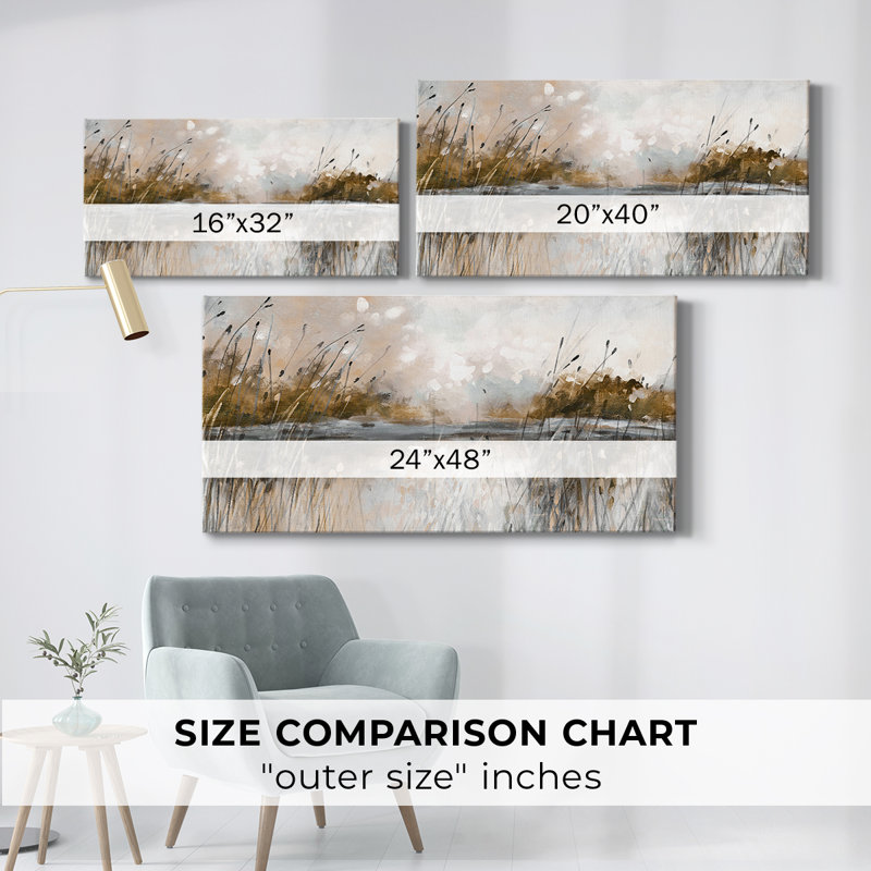 Vue sur le lac Honeybloom - Toile tendue avec châssis - Prêt à être accroché, H 20 po x l 40 po