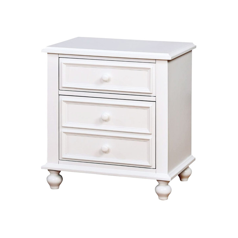 Table de chevet blanche en bois 2 - Accessoire de chambre à coucher traditionnel avec pieds tournés, assemblage facile, capacité de poids de 200 livres, table de chevet 2 tiroirs, élément de décoration simple
