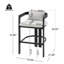 Tabouret de comptoir d'extérieur en aluminium, chaise de bar, structure noire avec coussin gris, ensemble de 4