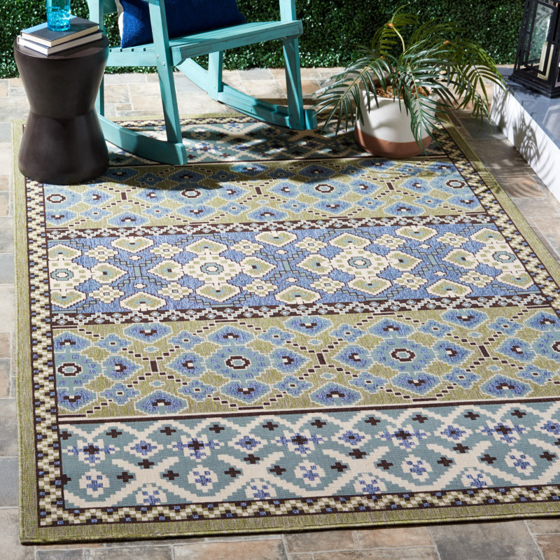 Tapis intérieur / extérieur Embyr Performance Ikat, Rectangle 5 pi 3 po x 7 pi 7 po