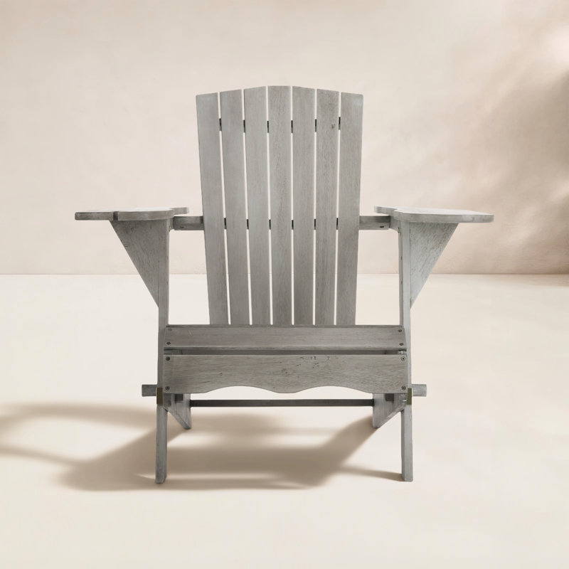 Chaise Adirondack en bois massif Boonville, Gris délavé