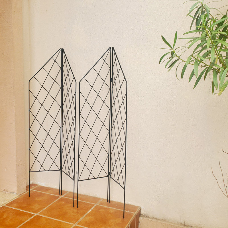 Black Foldable Metal Garden Trellis for Climbing Plants, 45.3" H x 9.8" W