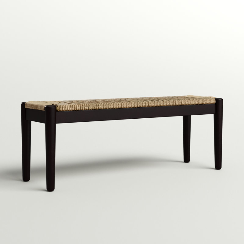 Arminia Bench, Black Finish Frame with Seagrass Woven Seat
