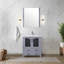 30 po W pour meuble-lavabo gris foncé, profondeur 18,25 po, surface en céramique blanche, miroir mural à fixation ovale 28 po, porte d'armoire à fermeture douce, salle de bain large à deux tiroirs, comptoir, fonction de fermeture, une avec-293072920