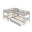 Lit simple superposé en forme de L avec lit gigogne gris-322141760