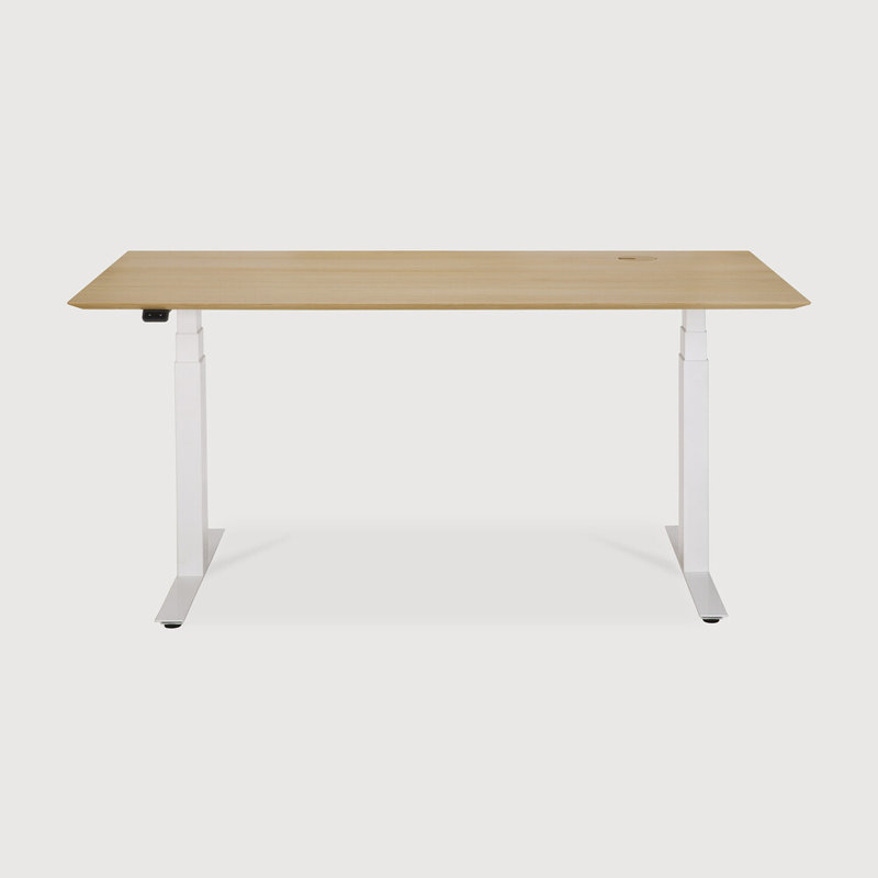 Bok Standing Desk, 25" H x 63" W x 31.5" D, Oak/White