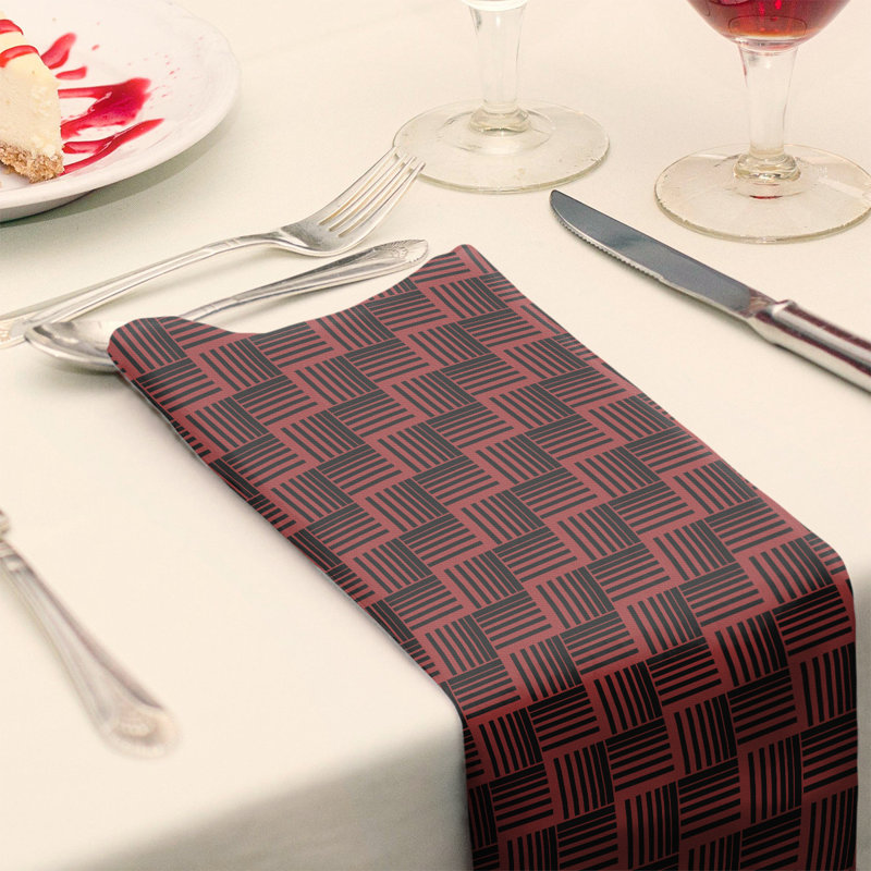 Serviette de table en coton de couleur contrastée, H 0,1 po x l 22 po x P 22 po, Croisé en coton, Rouge/noir