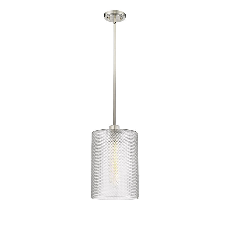 Luminaire suspendu cylindrique à 1 lumière, Nickel brossé
