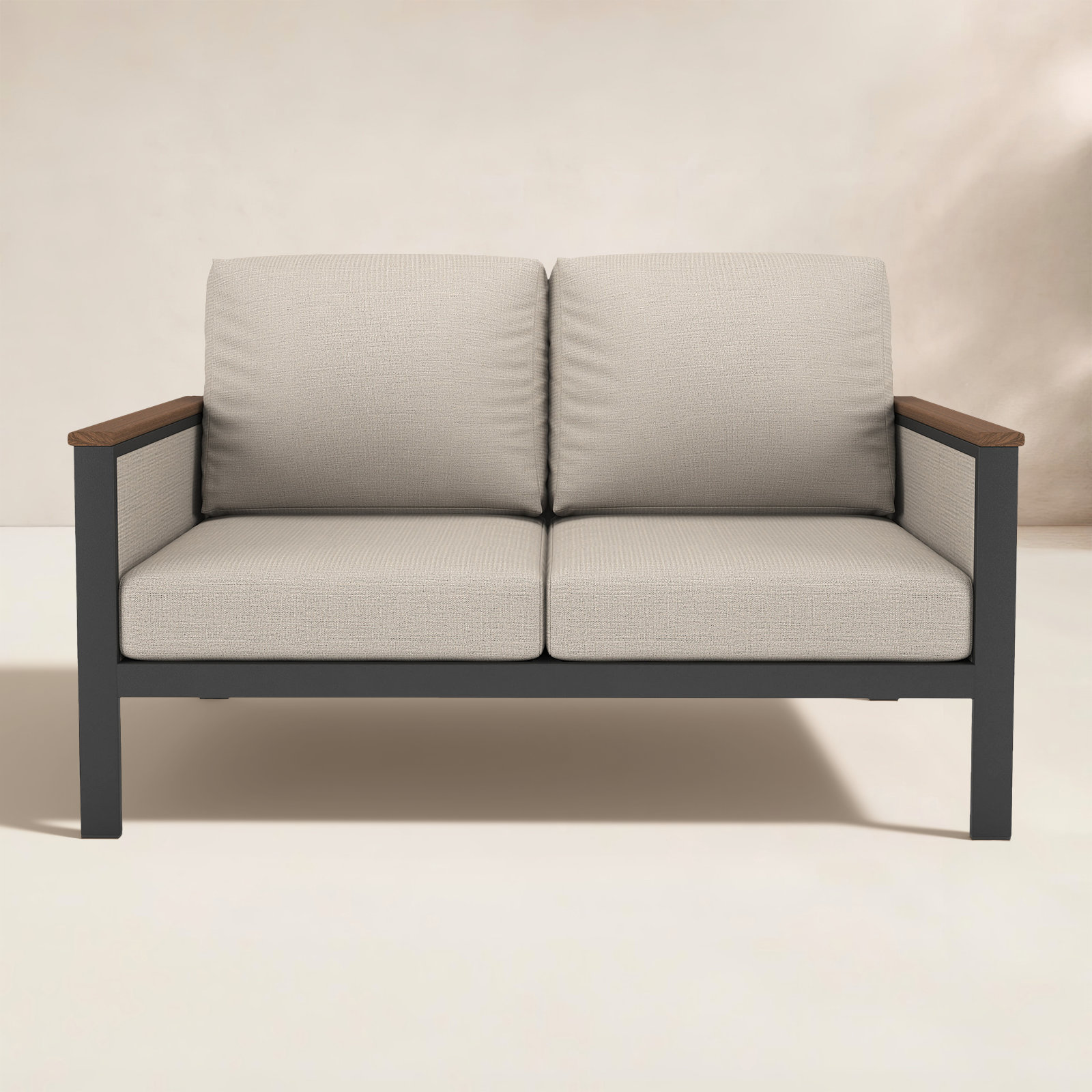 Townsend 55" Sunbrella® Patio Loveseat, Cast Silver, Brown/Cast Silver