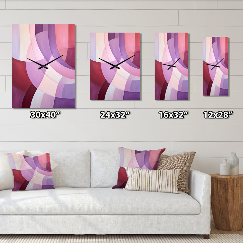 Mauve Motion Abstract Shapes I - Horloges murales formes abstraites, Grand