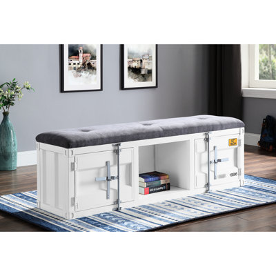 Banc de rangement gris et blanc